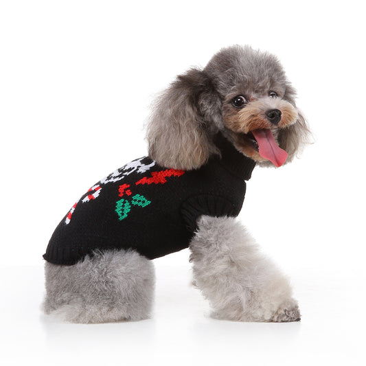 The Skull & Candy Canes Dog Sweater